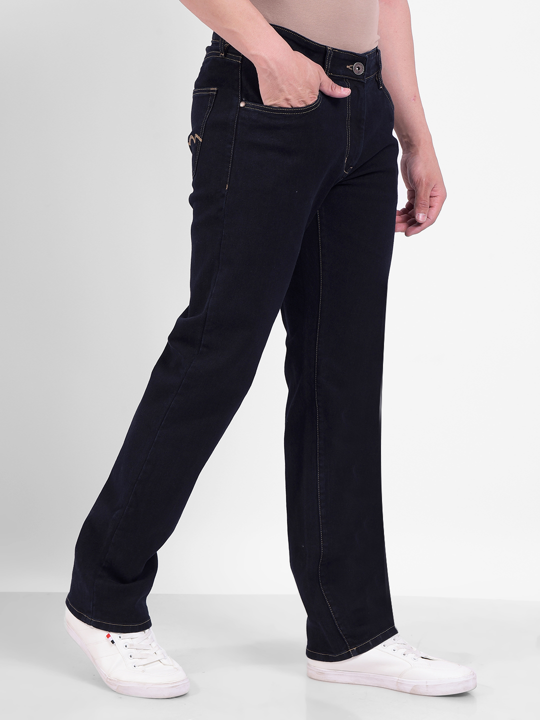 Numero Uno Men Solid Dark Blue Jeans